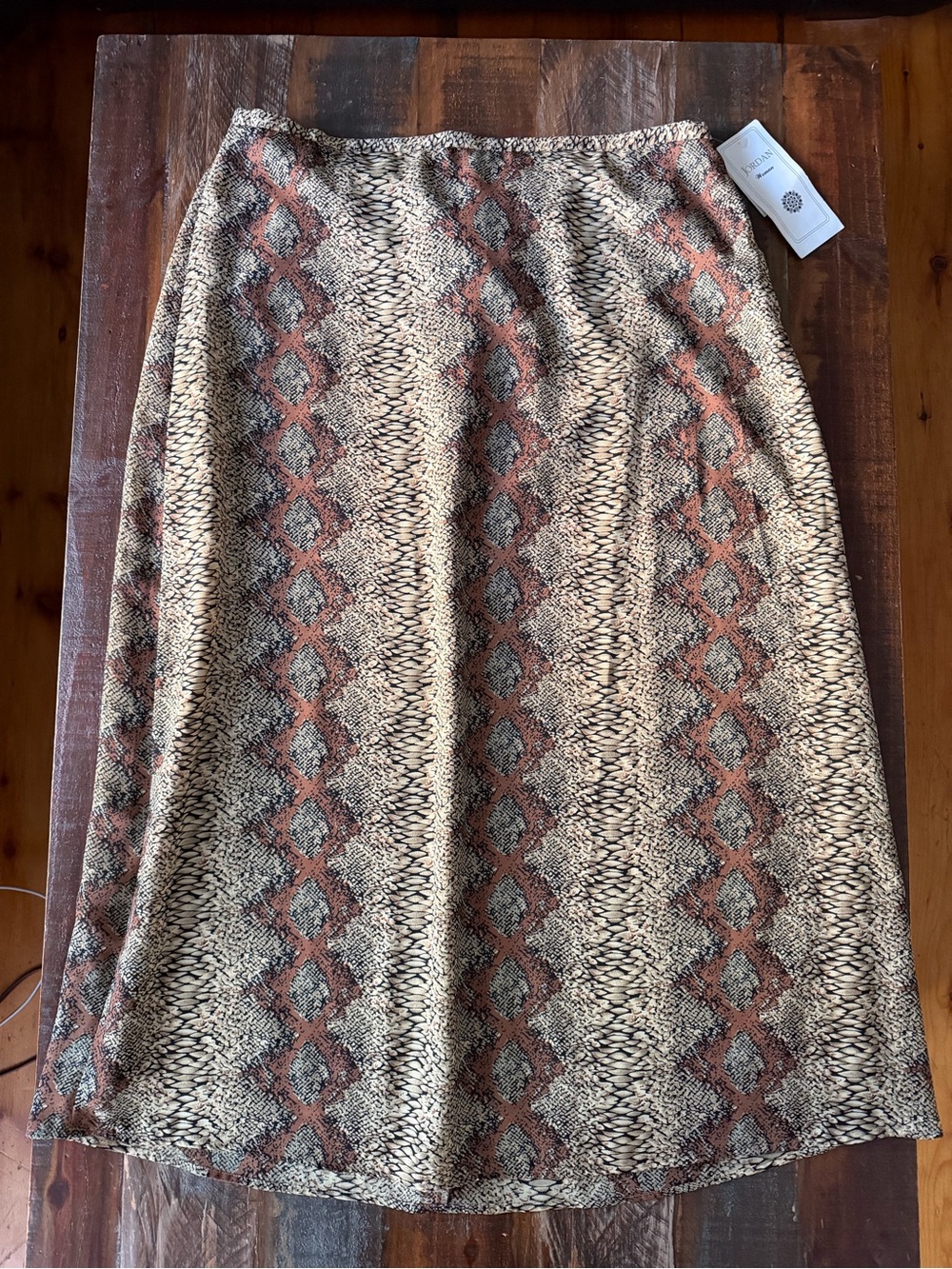 NWT Jordan Woman Women’s 1X Tan Rust Snake Print Lined Midi Skirt | SKU 0576